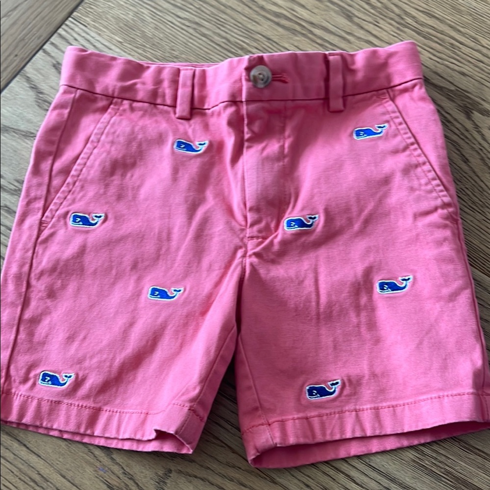 Vineyard Vines Pink Whale Embroidered Kids Shorts